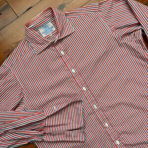 Vintage Harvie & Hudson Jermyn Street Striped Shirt French Cuff 15.5 39cm Size L